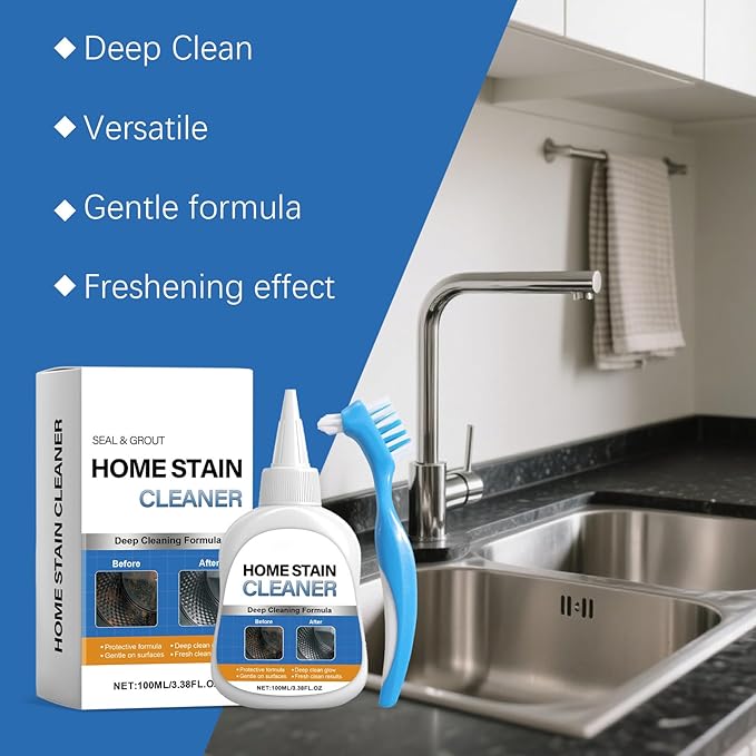 Home Stain Cleaner Gel, Washing Machine Cleaner, Deep Cleaning All-Purpose Gel with Brush for Washing Machine, Refrigerator Strips, Household Shower, Kitchen Sinks, Walls, Tiles, Bathrooms 3.38 fl.oz