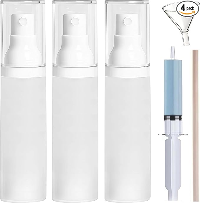 1.7oz/50ml-Small Spray Bottle 360° Angle Work, Portable Refillable Leak Proof Travel Mini Spray Bottle.For Perfume Toner Hair spray Facial Moisturizing 【1.7oz/50ml-(Pack of 3) & Spary Bottle】