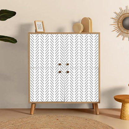 Erfoni Black and White Peel and Stick Wallpaper Modern Herringbone Contact Paper Bathroom 17.7inch x 196.8inch Geometric Removable Wallpaper Peel and Stick Backsplash Self Adhesive Contact Paper