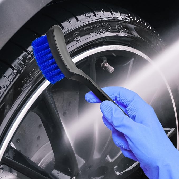 8.3" Car Tire Wash Brush, Carpet Cleaning and Scrub Brush for Floor Mats, Car Detailing Brushes Hard Bristles Wheel Brush for Car Interior and Home, Wheels, Rims, Motorcycles, Bicycles (Yellow)
