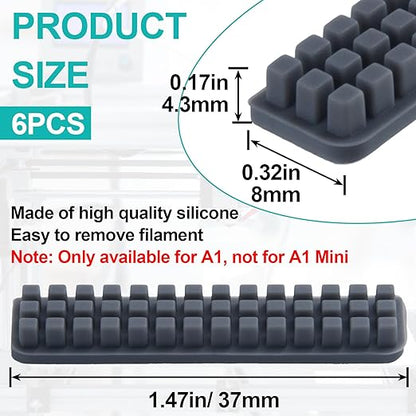 6pcs Silicone Nozzle Wiper Brush for Bambu Lab A1, Self-Adhesive Nozzle Cleaner Tool, 3D Printer Hotend Nozzle Brush Replacement Kit Incompatible with Bamboo Lab A1 Mini- Gray