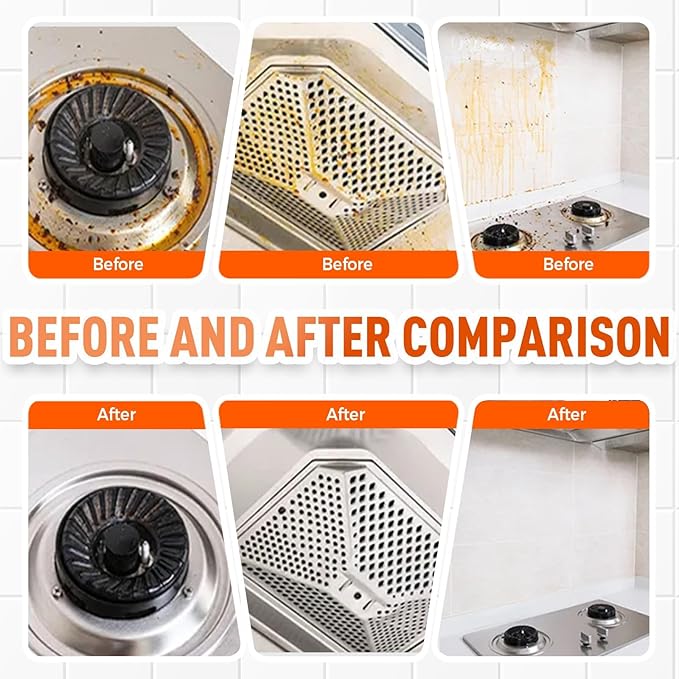 Heavy-Duty Kitchen Degreaser Foam Cleaner, Foam Cleaner Spray Cuts Through Baked-On Grease on Ovens Stove Tops Grills, Multi Functiona Foam Cleaning Spray, Clean Up Kitchens Oil Stains (2, L)