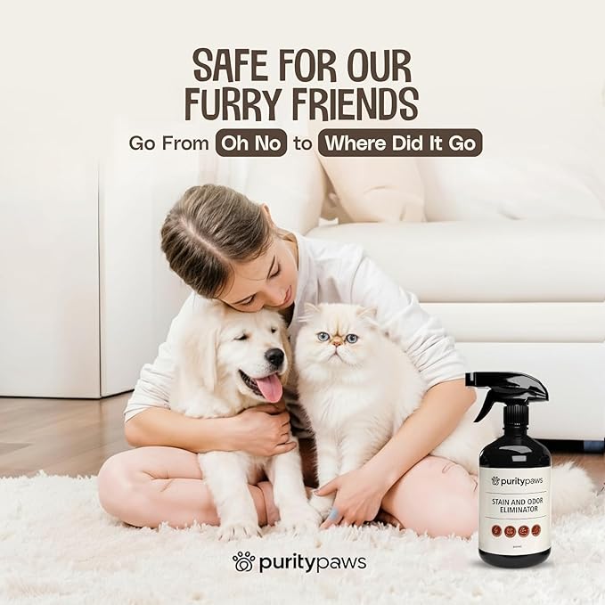 Pet Stain & Odor Remover – Enzyme Cleaner for Dog & Cat Urine, Feces & Vomit – Carpet, Upholstery, Mattress & Tile – Non-Toxic, Pet Safe – 500ml