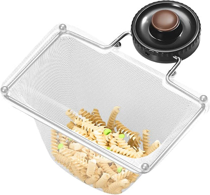Kitchen Sink Strainer with Filter Mesh Bag, Suction Cup Food Waste Filter Basket, Foldable Washing Vegetables and Fruits Drying Bag Holder (Black Sink Strainer+100pcs Mesh Bag)