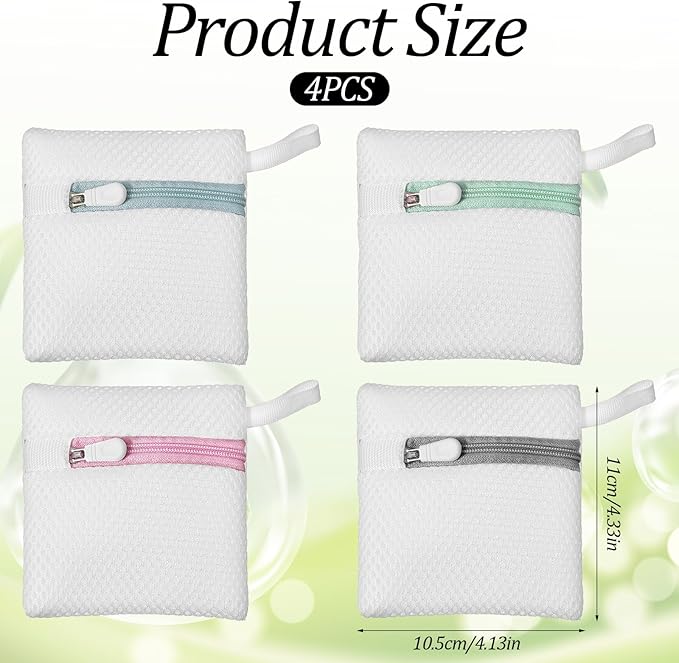 Tyqour 4pcs Small Mesh Laundry Bags, Anti-Sticking Laundry Pod Bags, Durable Polyester Storage Bags for Scented Beads, Travel Laundry Organizer, Protect Delicate Garments