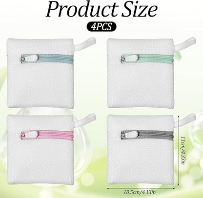 Tyqour 4pcs Small Mesh Laundry Bags, Anti-Sticking Laundry Pod Bags, Durable Polyester Storage Bags for Scented Beads, Travel Laundry Organizer, Protect Delicate Garments