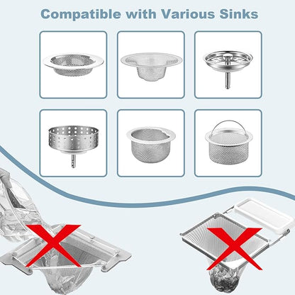 200 PCS Kitchen Mesh Sink Strainer, Disposable Sink Strainer Covers, Drain Nets for Kitchen Sink for Collecting Kitchen Food Waste Leftover Garbage