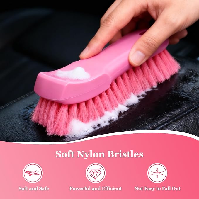 Soft Nylon Brush for Home Leather & Upholstery, Scratch-Free Dusting Brush for Bed/Sofa/Clothes Cleaning, Brush for Car Interior Detailing & Leather Care