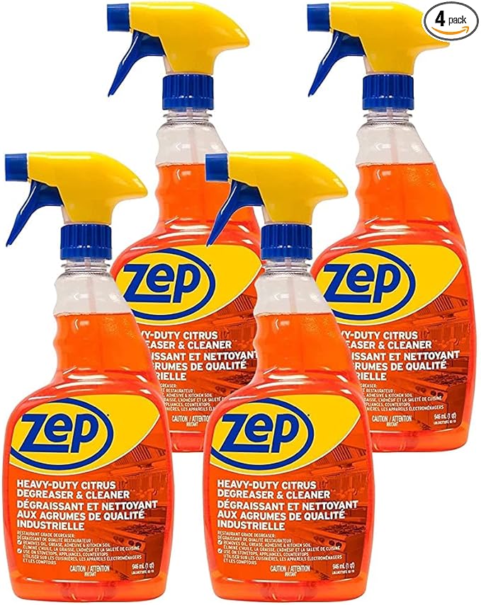Zep Heavy-Duty Citrus Degreaser and Cleaner - 32 Ounce (Case of 4) CACIT324 - Restaurant Grade Degreaser and Cleaner Removes Oil, Grease, Adhesive, and Kitchen Soil