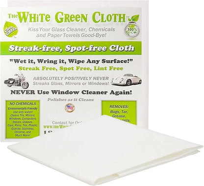 1-Pack Reusable Cleaning Cloth for Streak-Free Windows, Mirrors & All-Purpose Cleaning – Chemical-Free, Absorbent, Non-Abrasive, 16" x 16" White Cleaning Rag, Made in the USA