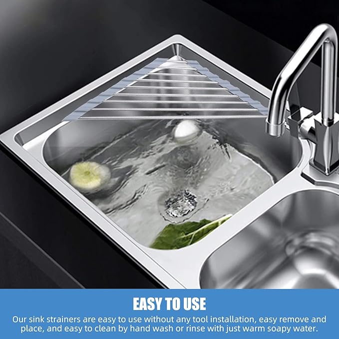 Kitchen Sink Strainer Stainless Steel, LASSHSWA Kitchen Sink Drain Strainer, Sink Strainers for Kitchen Sinks with Large Wide Rim 4.5" Diameter (3)