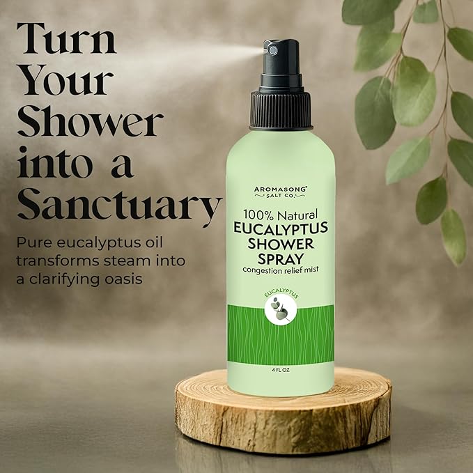 Aromasong Eucalyptus Shower Spray Aromatherapy, 100% Natural Eucalyptus Spray for Shower – Made in USA, Pure Essential Oil Mist for Sinus Relief & Spa-Like Steam, 4 fl oz | 2-Pack |