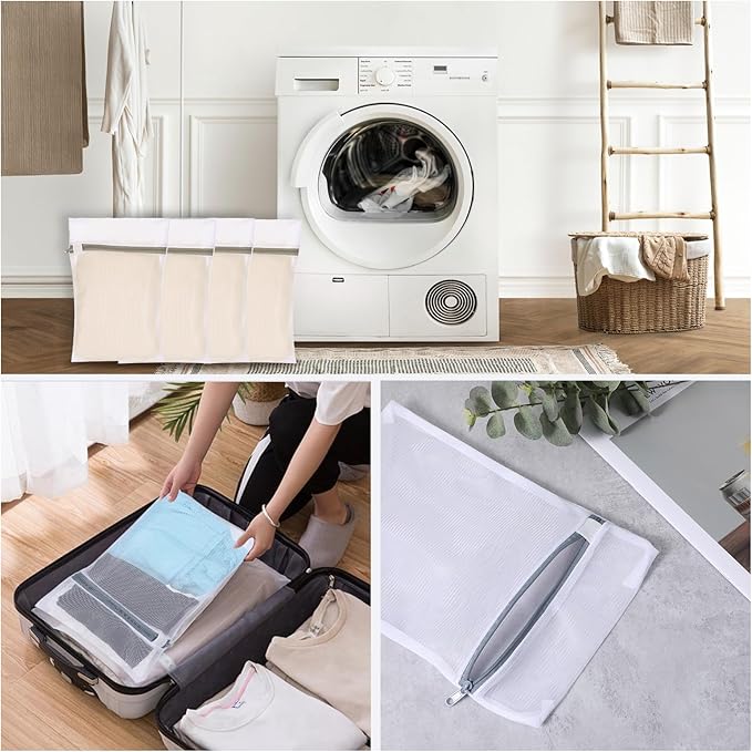 4Pcs Mesh Laundry Bags for Delicates, Mini Durable Lingerie Bags for Washing Delicates Machine for Underwear, Socks, Baby Clothes, Travel Organiser, Dirty Garment