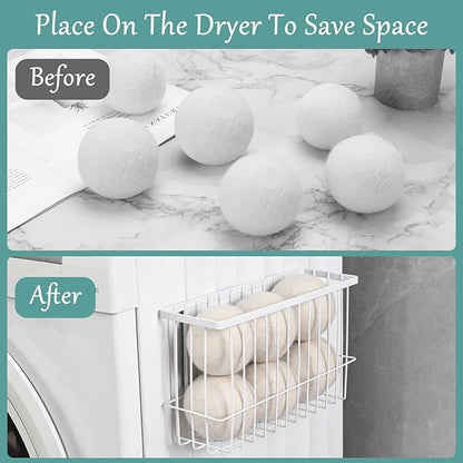 Magnetic Dryer Ball Holder, Lint Bin For Laundry Room, Wool Dryer Ball Storage Container Organizer, Metal Magnetic Laundry Organizer, Magnetic Basket, Laundry Room Organization And Storage