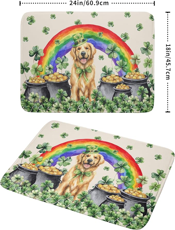 Funny Dog Dish Drying Mats for Kitchen Countertop Large Microfiber Absorbent Coffee Bar Mat