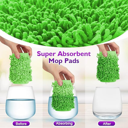 UNIMADE Reusable Mop Pads for Swiffer PowerMop, 8 Pack Microfiber Mop Pad Refill with Scrubber Strips for 13''-15'' SprayMop, Washable Mop Pads Use for Most Floor Types, Designed for Pets - Green
