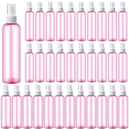 Eccliy 32 Pcs 8 oz Spray Bottles Fine Mist Cleaning Bottles Clear Empty Plastic Travel Sprayer Refillable Sprayer with Cap for Cleaning Solutions Oils Travel Perfumes(Pink,Clear)
