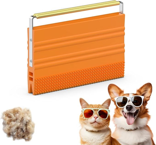 Mini Pet Hair Remover – 2025 Reusable Carpet Rake & Fur Scraper for Furniture, Car Interior, Hair Remover Brush for Bed, Couch, Home Surfaces Orange