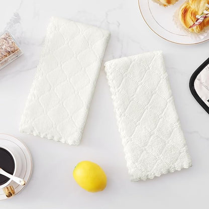Homaxy 24 Pack Dish Towels for Kitchen (10 x 20 Inches, White), Super Soft and Absorbent Coral Velvet Dish Cloths for Washing Dishes, Nonstick Oil Fast Drying Microfiber Cleaning Cloth