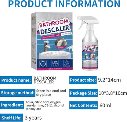 DIMOT Bathroom Descaler Foam Cleaner -Foam Cleaner Spray, 2025 New Multipurpose Bathroom Descaler Spray, Bathtub, No-Rinse Formula，Includes A Cleaning Cloth And A Cleaning Sponge