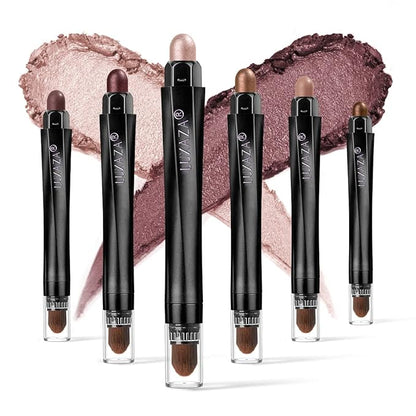 6PCS Cream Eyeshadow Stick Makeup Sets, Metallic And Matte Shimmer Eye Shadow Eye Brightener Stick Pencil Crayon, A05-Wine Red