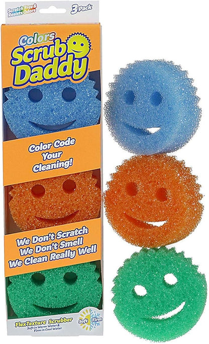 Scrub Daddy Colors Sponge Set, FlexTexture, 3ct Pack of 2 | Temperature Responsive | Deep Cleaning | Dishwasher Safe | Multi-use