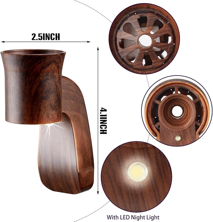 Nitial 4 Pcs Wall Fragrance Plug in with Night Light Compatible with Bath and Body Works Wallflowers Rustic Vintage Farmhouse Oil Plug in Bath and Body Works Wallflowers for Office Home Gifts