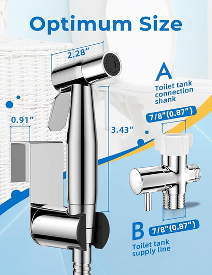 Chrome Handheld Bidet Sprayer, Jet Sprayer for Toilet Muslim Shower, Adjustable Bidets Attachment for Toilet, Bidet Hose for Feminine Wash