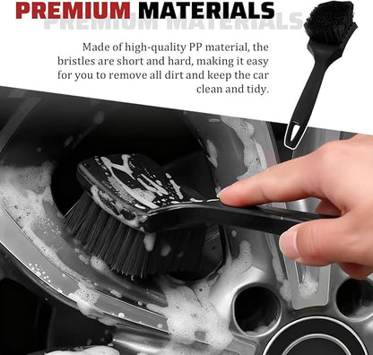 Car Carpet Cleaning Brush, Stiff Bristles Vehicle Wheel Hub Rims Wash Brush with Short Handle, Automotive Detailing Tire Cleaner, Universal for SUV Automobile Truck (Black)