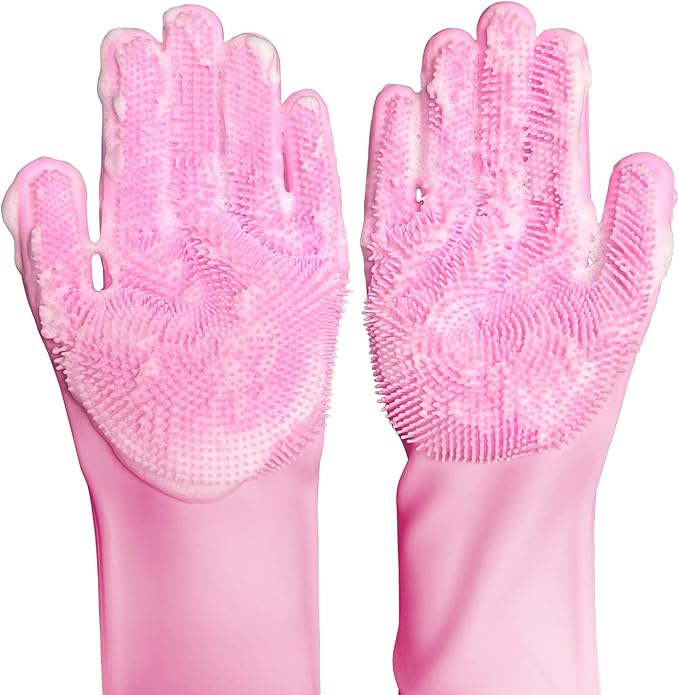 Silicone Magic Gloves : Ultimate Cleaning Gloves for Dishwashing, Kitchen, Pet, and Car