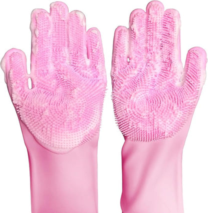 Silicone Magic Gloves : Ultimate Cleaning Gloves for Dishwashing, Kitchen, Pet, and Car