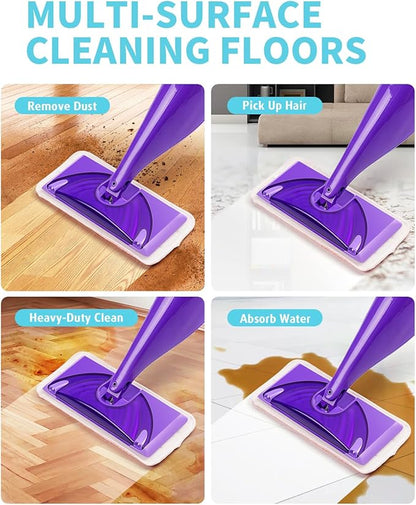 Power Scrubbing Reusable Mop Pads for Swiffer Wet Jet Mops (6 Pack), Wet Jet Refills, Wet Pads Refill, Washable Microfiber Mop Pads for Floor Cleaning Wet Dry Use