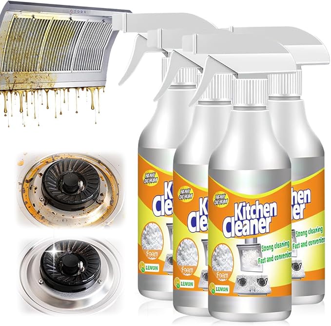 Kitchen Heavy Duty Cleaner Spray, 60ml Kitchen Foam Spray Cleaners, for Kitchens, Countertops, Range Hoods, Ovens (4)