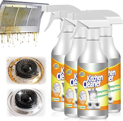 Kitchen Heavy Duty Cleaner Spray, 60ml Kitchen Foam Spray Cleaners, for Kitchens, Countertops, Range Hoods, Ovens (4)