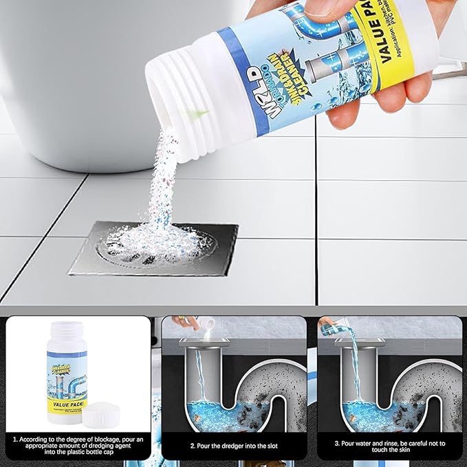 Wild Tornado Powerful Sink & Drain Cleaner Powder, Pipe Dredging Agent for Kitchen Bathroom Drain, Clog Remover Pipeline Cleaner, Portable Fast Acting Cleaning Powder (2PCS)