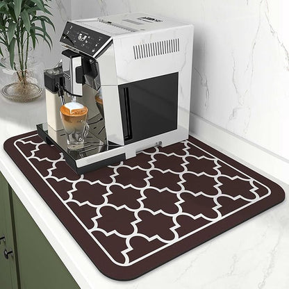 WISELIFE Dish Drying Mat Super Absorbent Drying Mat Large Dish Drying Mats for Kitchen Counter Easy Clean Dish Mat Kitchen Drying Mat15"x 18" Stylish Chocolate