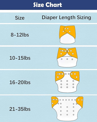 babygoal Boy Cloth Diapers Pack of 13, Baby Reusable Washable Pocket Nappy, 6pcs Diapers+6pcs Rayon from Bamboo Inserts+Wet Bag