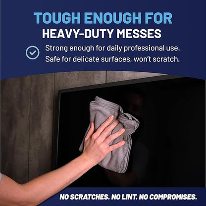 MW Pro Microfiber Cleaning Cloth | Gray | 36 Pack | 16” x 16” | All Purpose Microfiber Towels - Clean, Dust, Polish, Scrub, Absorbent