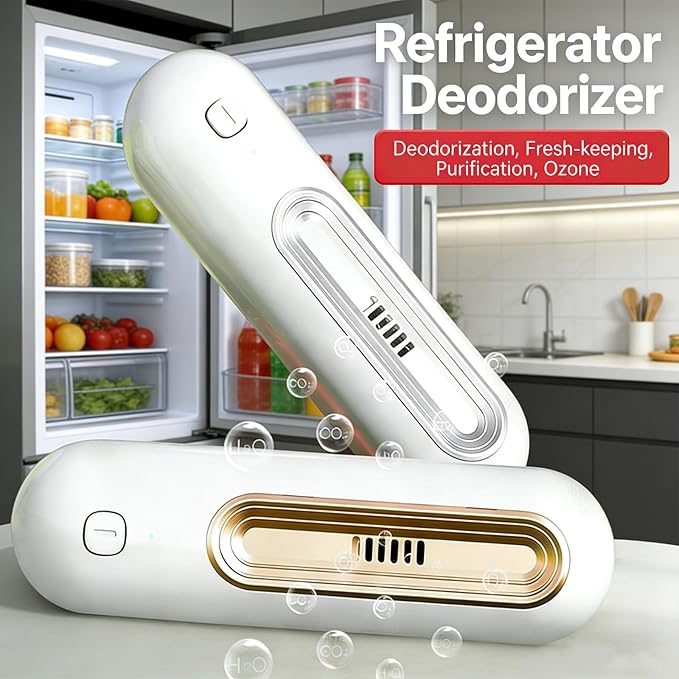 Rechargeable Odor Eliminator for Fridge, Compact Cordless Deodorizer Keeps Food Fresher, No Filter Replacement, USB Charging for Kitchen, Freezer & Food Storage