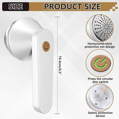 Electric Lint Remover, Fabric Shaver with 6-Leaf Blades - Type C Rechargeable, Fast Pilling Remover for Clothes, Sweaters, Couch, Furniture