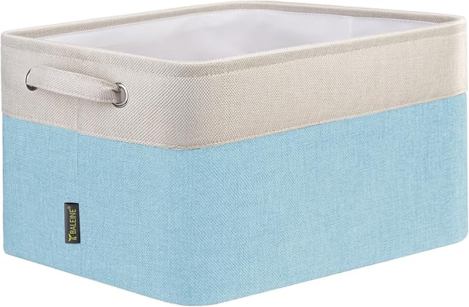 BALEINE 1 Pack Fabric Closet Storage Bins for Shelves, Linen Closet Organizers and Storage, Decorative Baskets for Organizing, Shelf, Clothes, Home, Office (Skyblue, 15''x11''x9.5'')