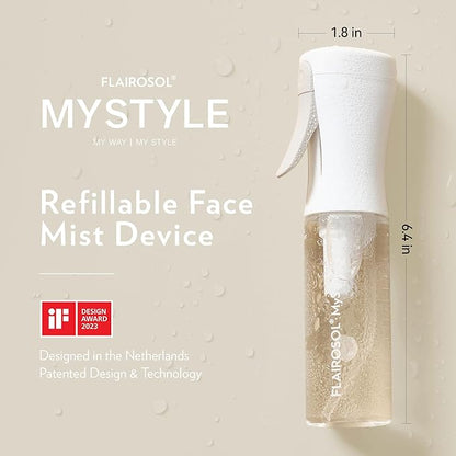 FLAIROSOL MyStyle, Spray Bottle for Hair - Small Travel Spray Bottle, Ultra Fine Continuous Water Mist for Face, Hairstyling, Salon, Cleaning, Beauty, Toners, Hydration & Makeup, 3.04oz / 90ml, White