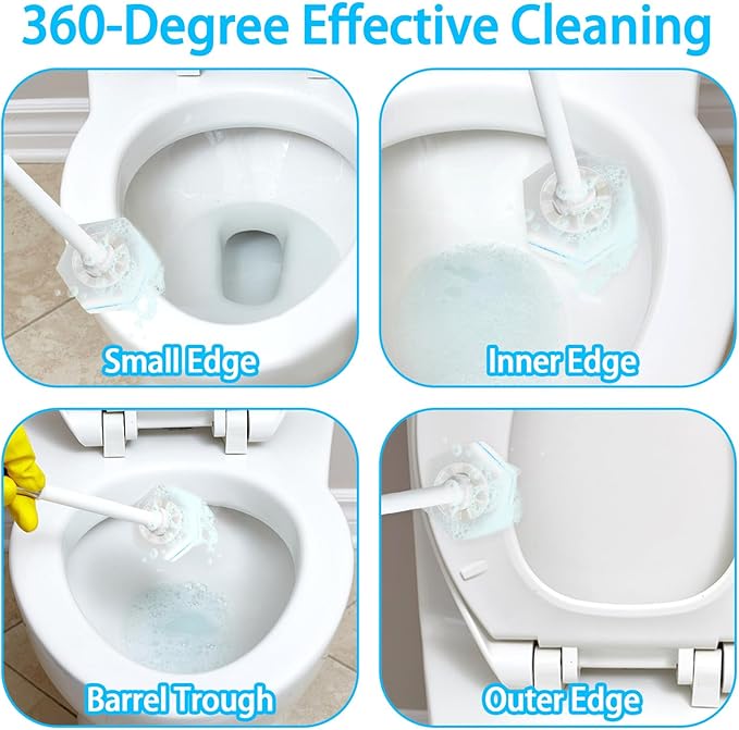 50 Pcs Toilet Wand Refills, Toilet Bowl Cleaners Replacement Heads, Disposable Sponge Scrubber for Household Cleaning Bathroom Cleaners Compatible Heads, Washroom Mats Brush Cleaning System
