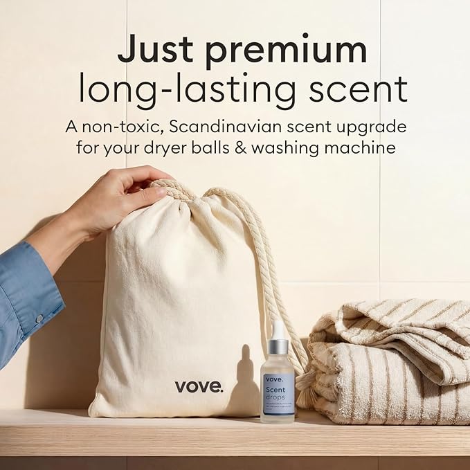 Vove Signature Scent Drops, Magnolia Bergamot Cedar - Laundry Fragrance Oil with Glass Dropper, Scent Booster, Pairs with Dryer Balls, Hypoallergenic, Biodegradable Musk, FSC-Certified Packaging