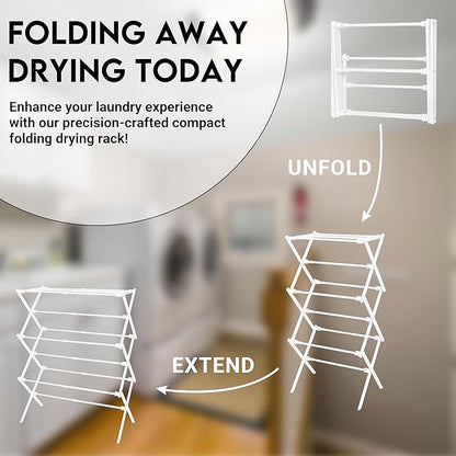 2026 Enhanced Clothes Drying Rack | Foldable Drying Rack Clothing for Laundry | Small Collapsible Portable Dryers for Laundry | Use for Indoor & Outdoor | White 37.5"x29"x12"