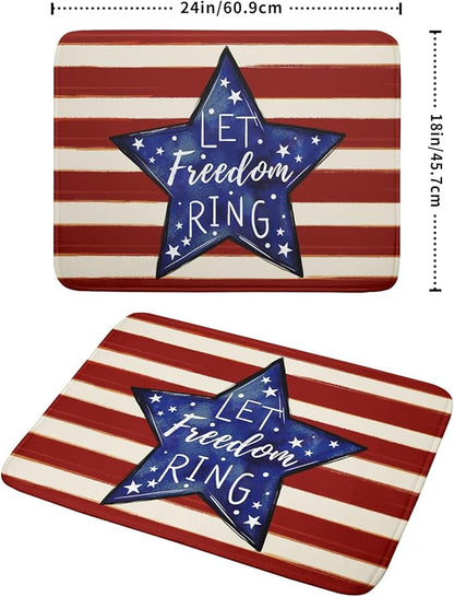 Patriotic Watercolor Stars Stripes Dish Drying Pad 18 x 24 Inch With Absorbent Reversible Microfiber 4th of July Memorial Day Drying Mats Dish Drainer Mat Fast Dry For Kitchen Dining Room