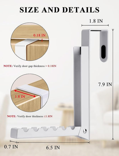 2-Packs Over the Door Hanger Hooks with Extra Anti-slip Pads, Metal Folding Clothes Drying Racks for Laundry, Dorm, Portable Space Saving Coat Towels Organizer Rack for Travel, Hanging Storage