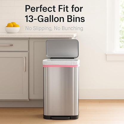 13 Gallon Drawstring Trash Bags for Kitchen – Tall White Garbage Bags with Easy Tear-Off Roll, Heavy-Duty, Leak-Proof & Odor-Free – 120 Count