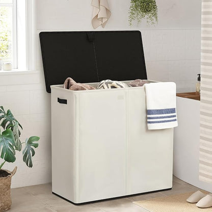 WOWLIVE Laundry Hamper with Lid,180L Large Laundry Basket 3 Section with Removable Washing Bags,Collapsible Waterproof Dirty Clothes Hamper for Laundry Room Bathroom Dorm,Beige