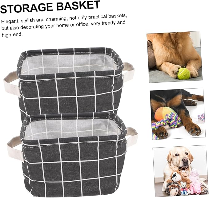 GANAZONO 2pcs Organizers Storage Linen Cotton Baskets Grey Storage Bins Laundry Basket Bins Organizers Sundry Containers